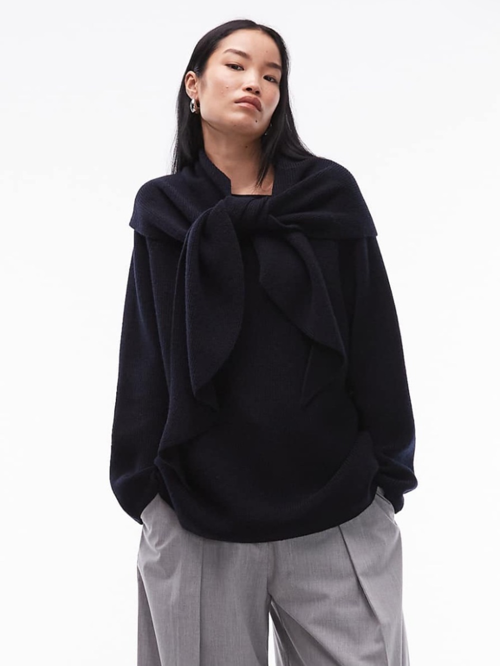 Arket Wool Blend Sweater with Scarf Shawl